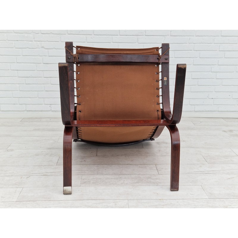 Vintage Norwegian "Siesta" leather and bentwood armchair by Ingmar Relling, 1960s