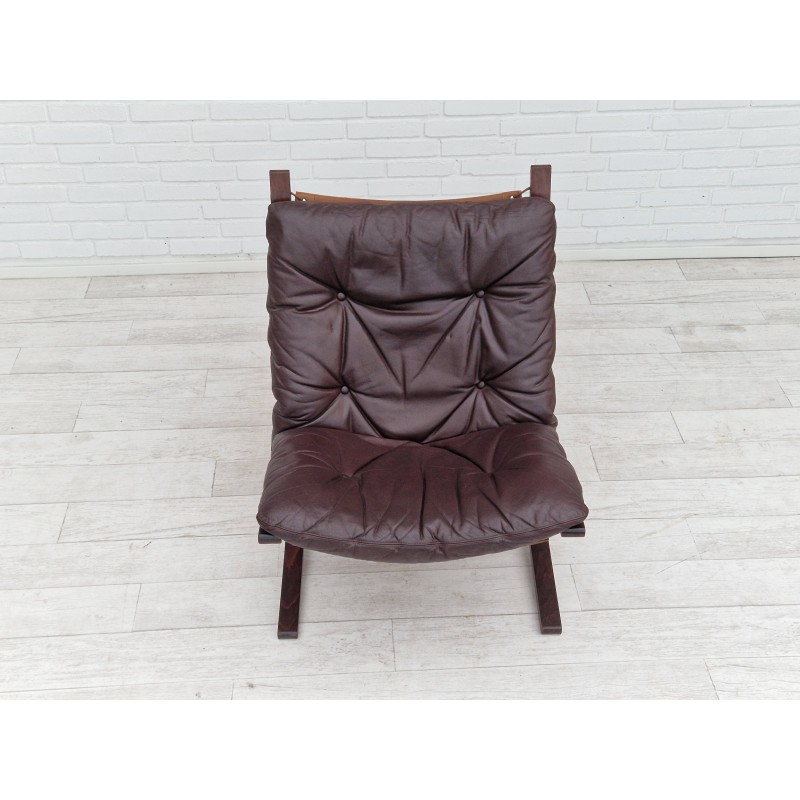 Vintage Norwegian "Siesta" leather and bentwood armchair by Ingmar Relling, 1960s