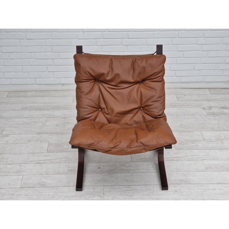 Fauteuil norvégien vintage "Siesta" en cuir et bois courbé par Ingmar Relling, 1960