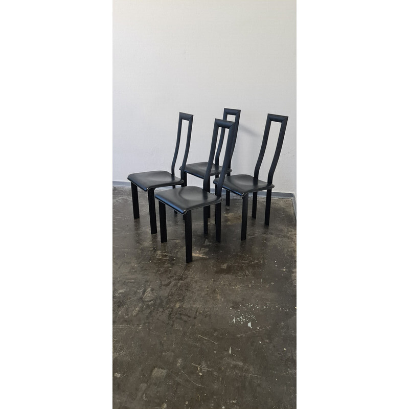 Vintage set of 4 dining room chairs by Antonello Mosca for Ycami, Italy 1980s