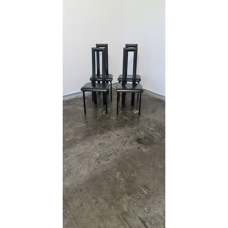 Vintage set of 4 dining room chairs by Antonello Mosca for Ycami, Italy 1980s