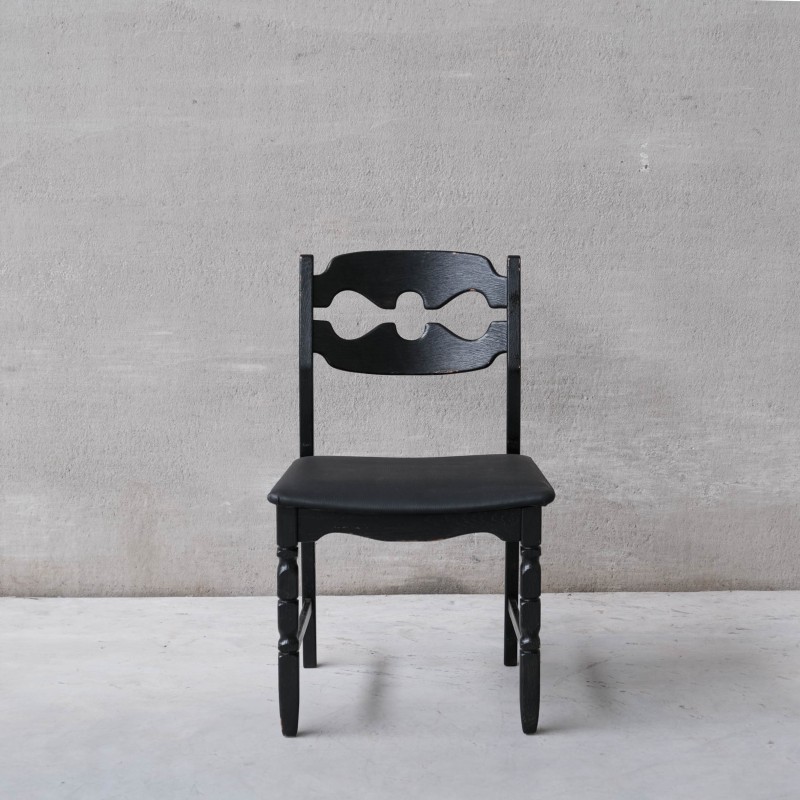 Set of 6 vintage "Razor" oakwood Danish dining chairs by Henning Kjaernulf