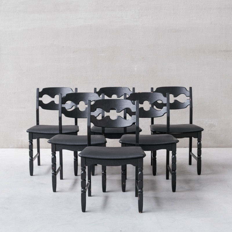 Conjunto de 6 cadeiras de madeira de carvalho "Razor" de Henning Kjaernulf