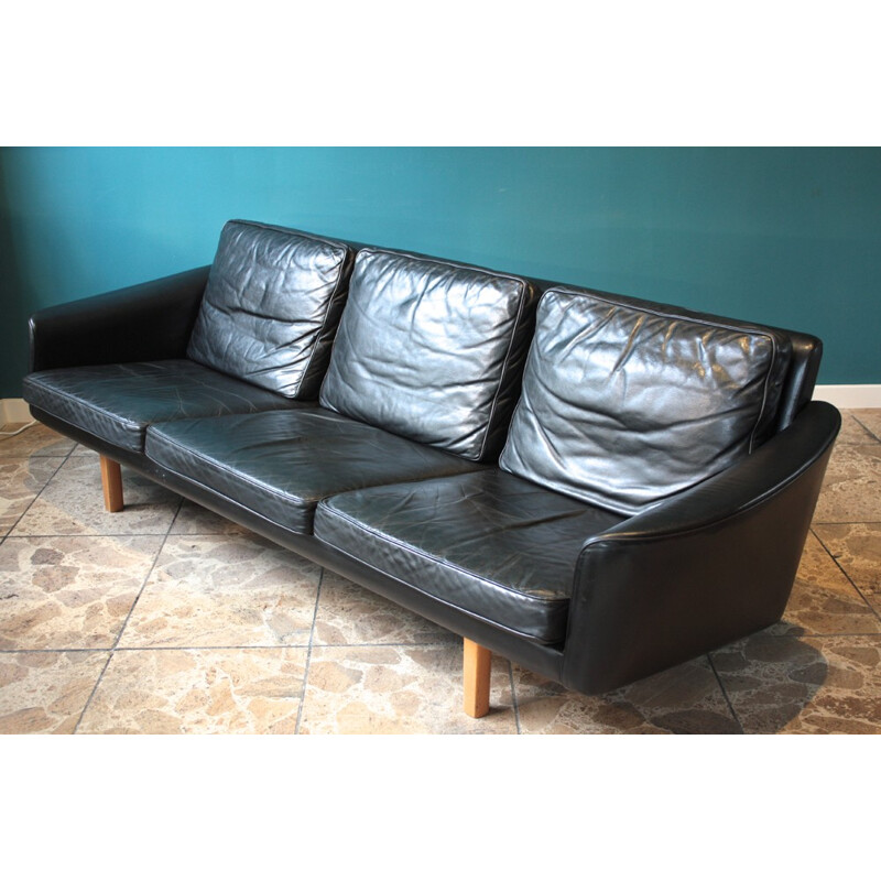 Swedish Three-Seat Leather Sofa by Lennart Bender for Ulferts - 1960s
