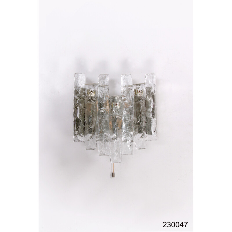 Vintage crystal and ice glass wall lamp by J. T. Kalmar, 1960