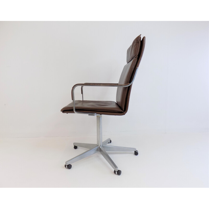 Vintage leather desk armchair by Rudolf Glatzel for Walter Knoll