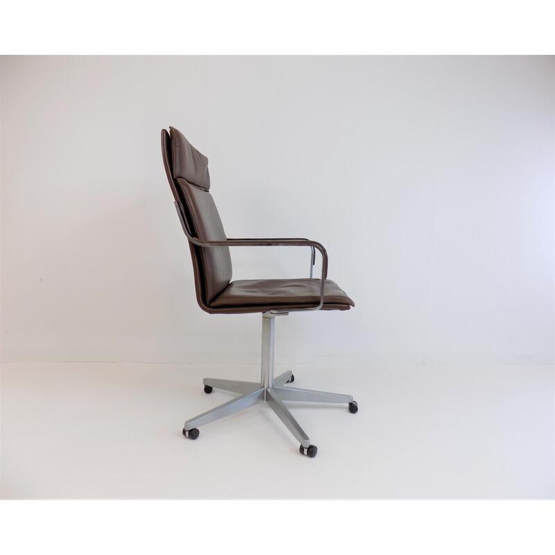 Vintage leather desk armchair by Rudolf Glatzel for Walter Knoll