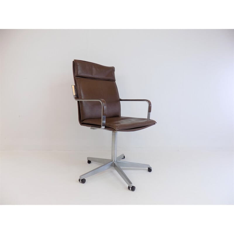 Vintage leather desk armchair by Rudolf Glatzel for Walter Knoll