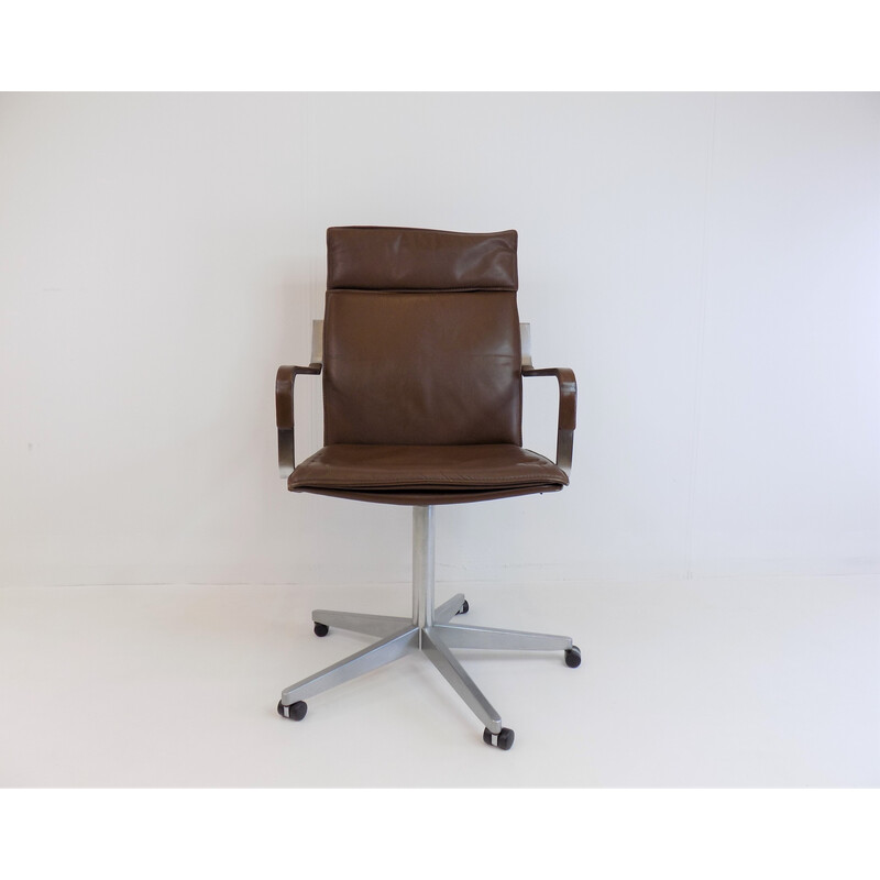 Vintage leather desk armchair by Rudolf Glatzel for Walter Knoll