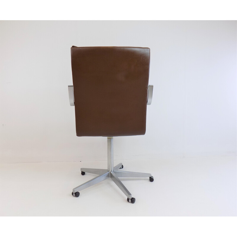 Vintage leather desk armchair by Rudolf Glatzel for Walter Knoll