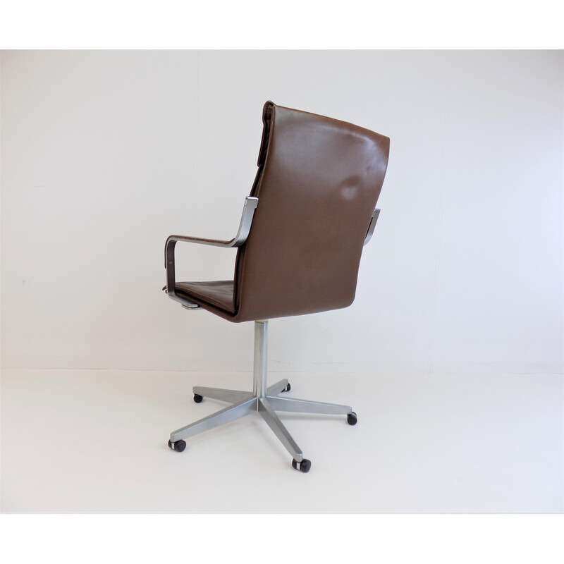 Vintage leather desk armchair by Rudolf Glatzel for Walter Knoll