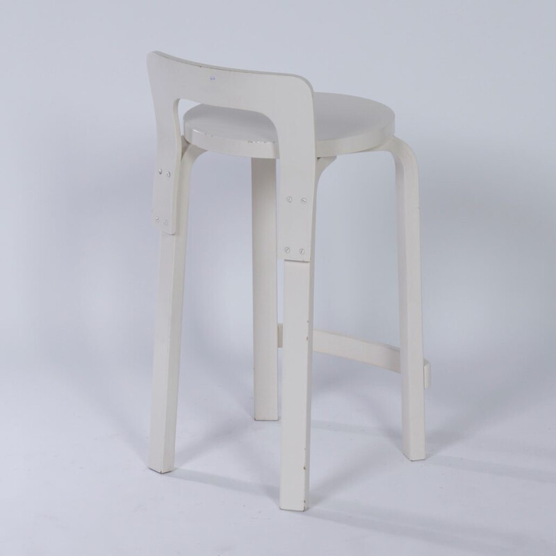 Vintage white stool model k65 by Alvar Aalto for Artek, 1970s