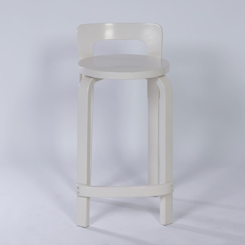 Sgabello vintage bianco modello k65 di Alvar Aalto per Artek, anni '70