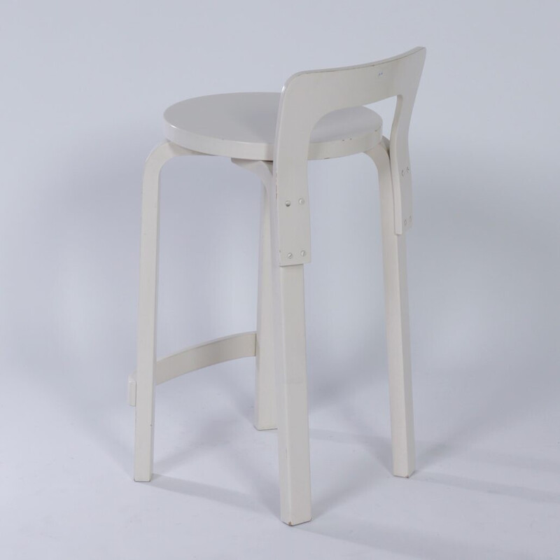 Vintage white stool model k65 by Alvar Aalto for Artek, 1970s