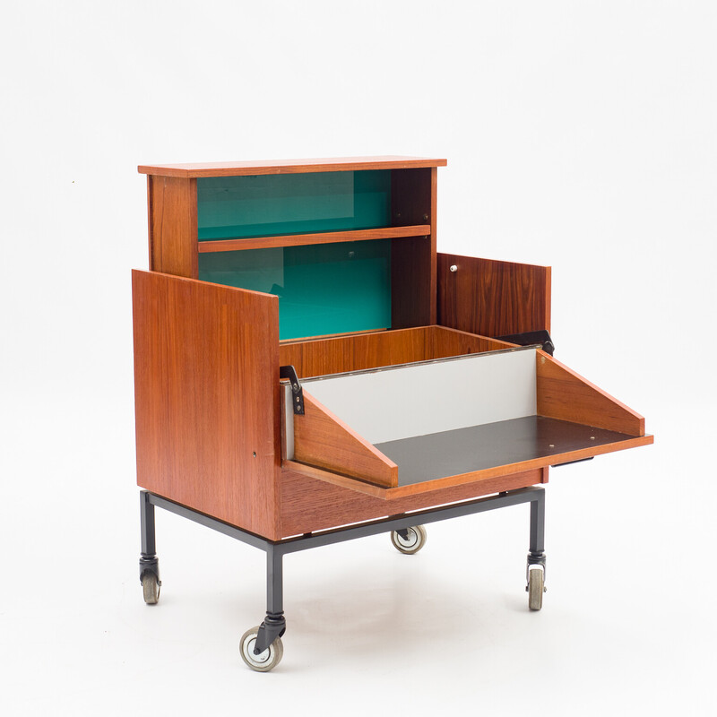 Mid-eeuwse teakhouten bar trolley, 1960