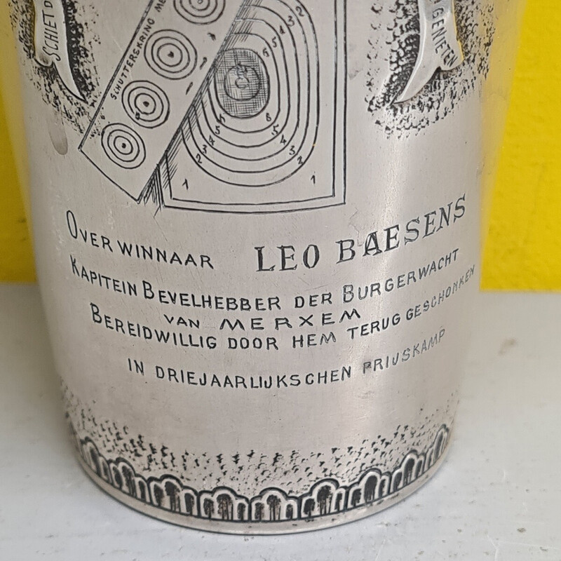 Coupe de tireurs en argent vintage Merxem, Belgique 1911