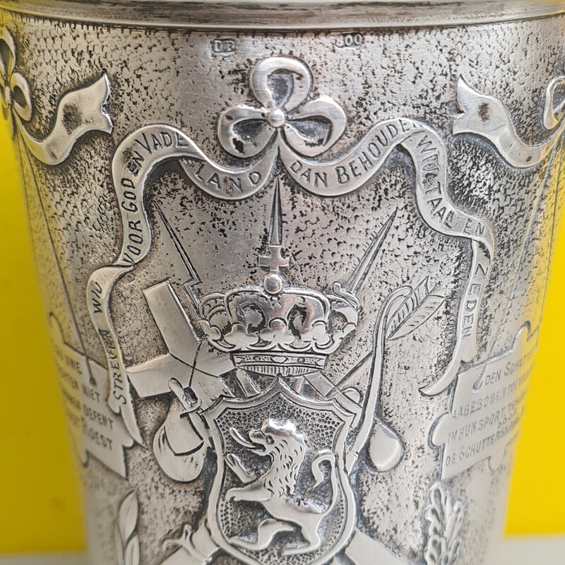 Coppa d'argento d'epoca per tiratori Merxem, Belgio 1911