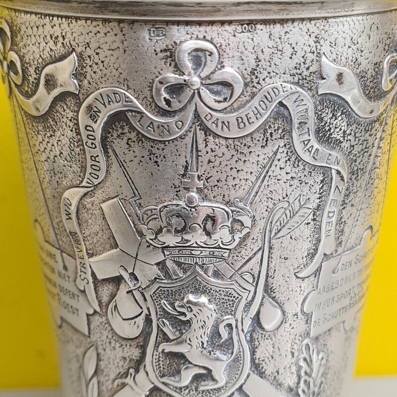 Coupe de tireurs en argent vintage Merxem, Belgique 1911