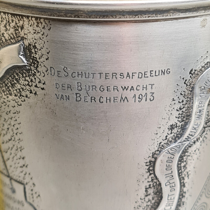 Coppa d'argento d'epoca per tiratori Merxem, Belgio 1911