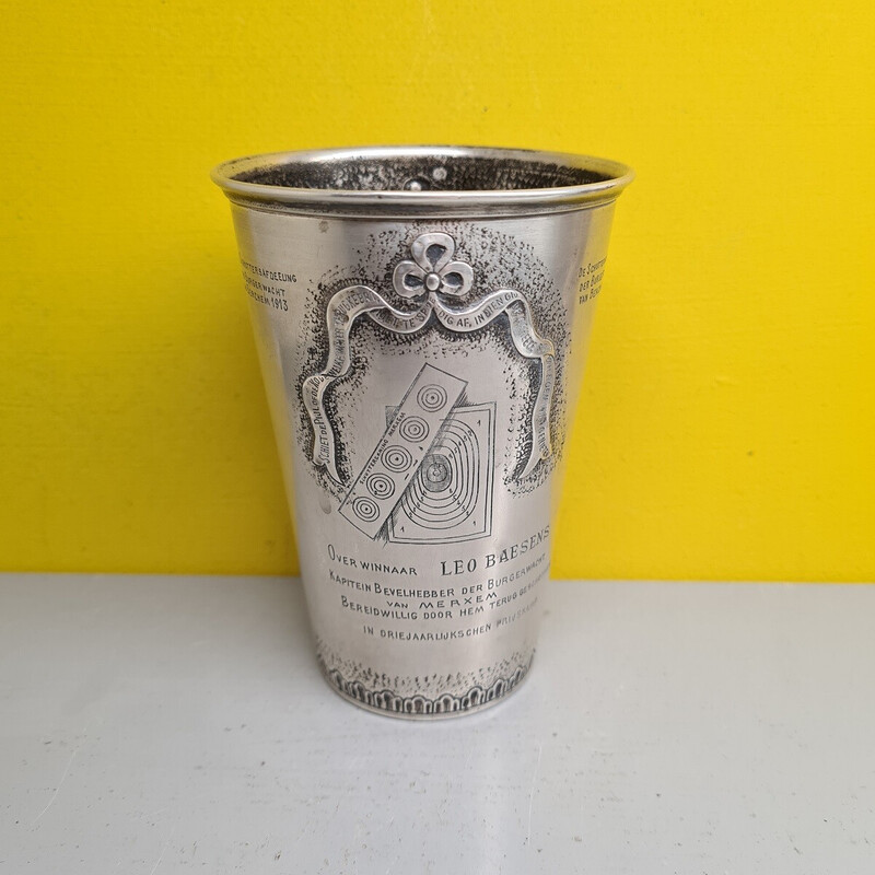 Vintage silver shooters cup Merxem, Belgium 1911