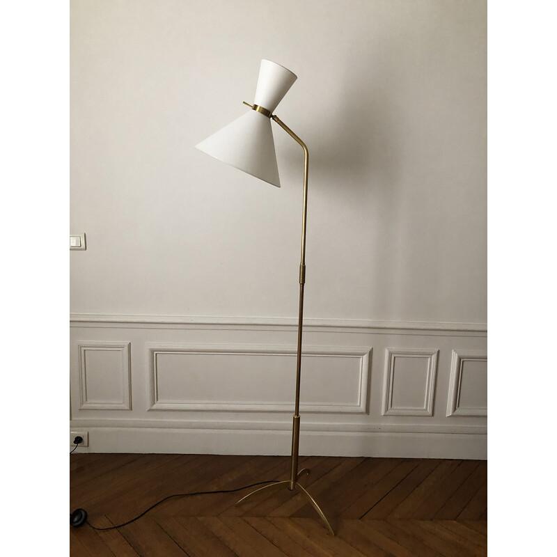 Vintage brass diabolo floor lamp, 1950-1960