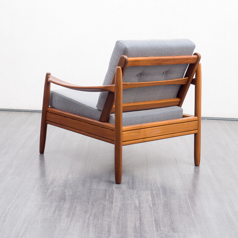 Poltrona di metà secolo in teak con imbottitura, 1960