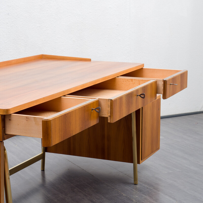 Mid-century desk in walnut by Erwin Behr for Behr Möbel, 1960s