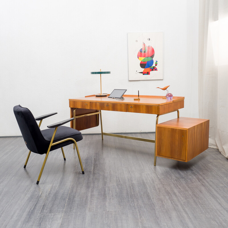 Mid-century desk in walnut by Erwin Behr for Behr Möbel, 1960s