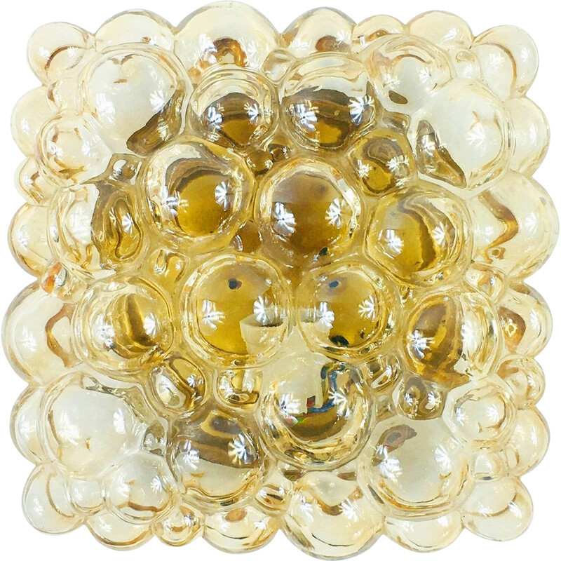 Mid-century amber bubble glass ceiling lamp by Helena Tynell for Limburg, Germany 1970s