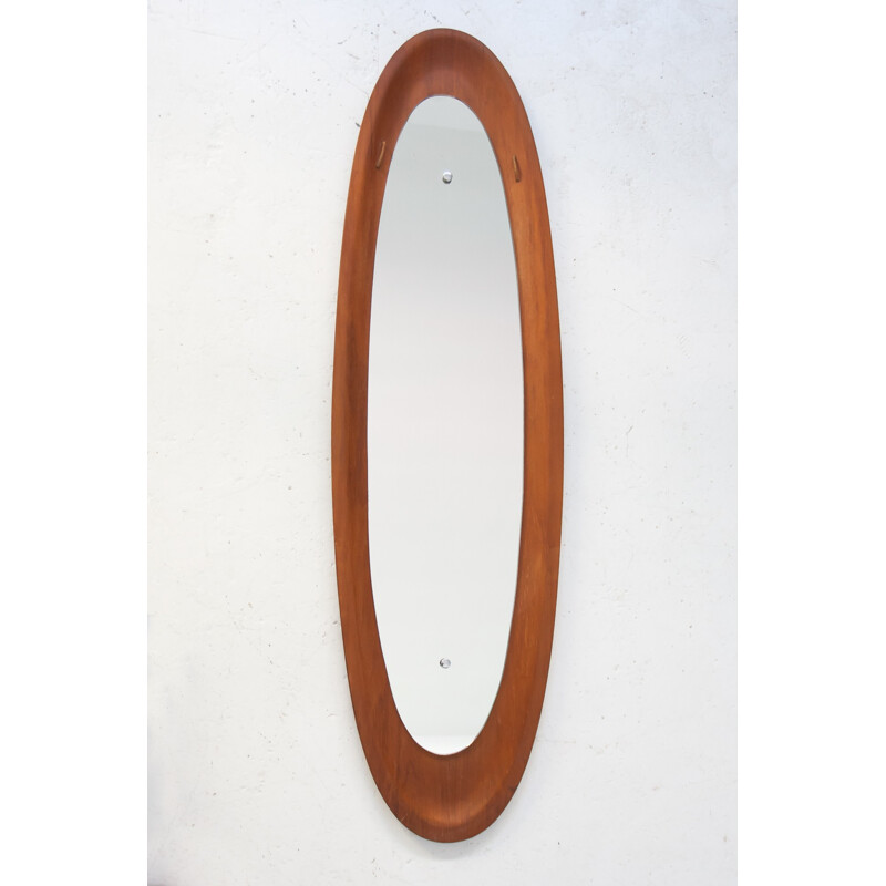 Mid-Century Italian Curved Teak Mirror - 1950s