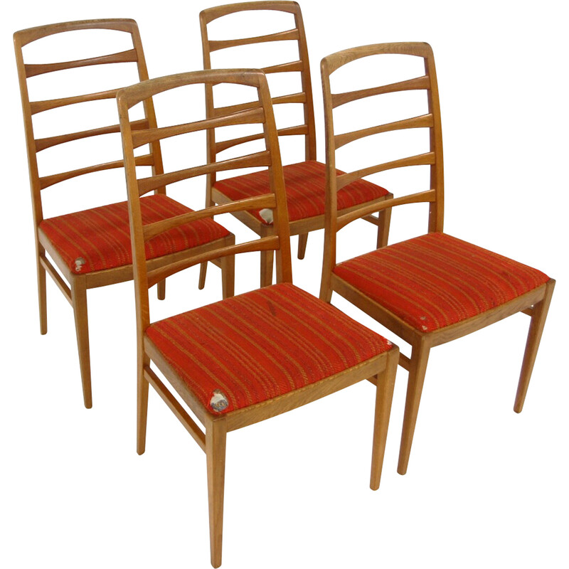 Set of 4 vintage oakwood "Reno" chairs by Bertil Fridhagen for Bodafors, Sweden 1960