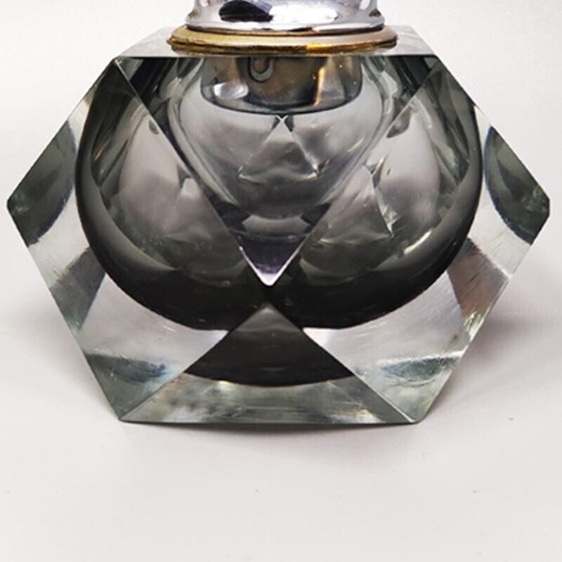 Vintage grey table lighter in Murano Sommerso glass by Flavio Poli for Seguso, 1960s