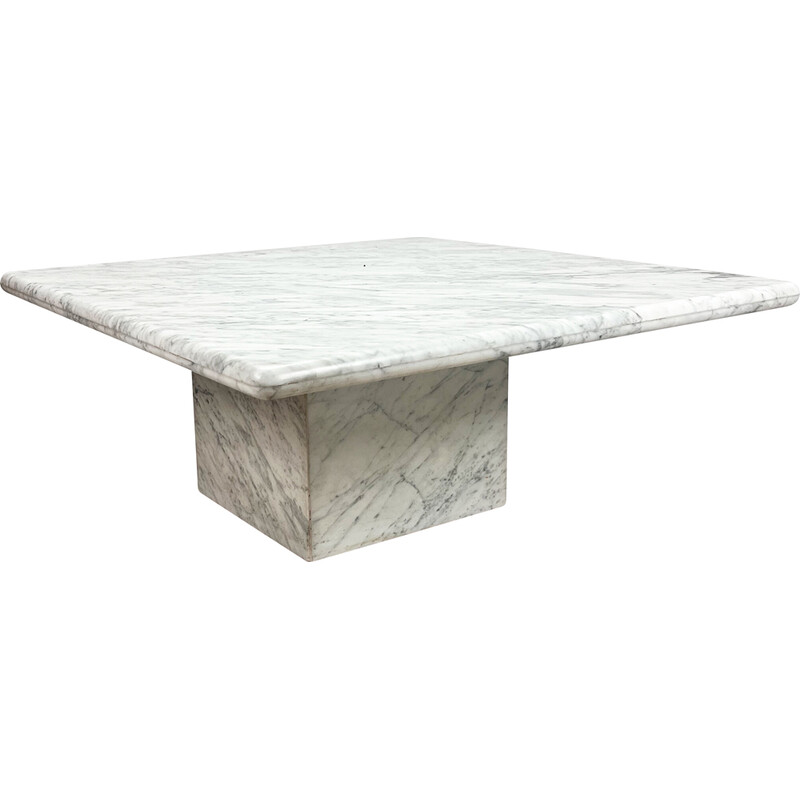 Vintage square Italian Carrera marble coffee table, 1970s