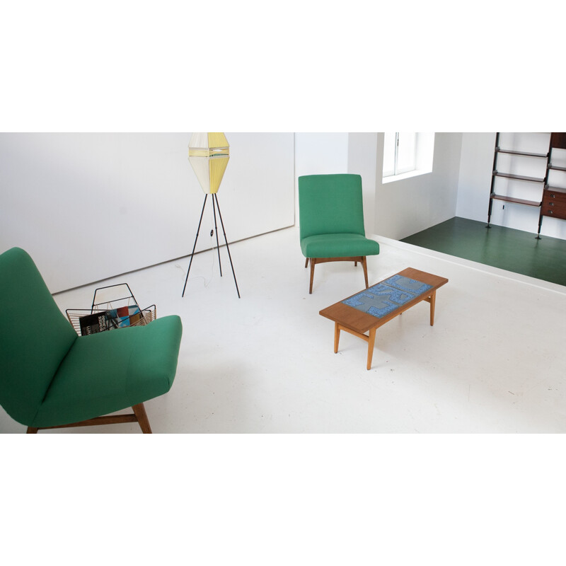 Pair of Danish Green Easy Chairs - 1950s