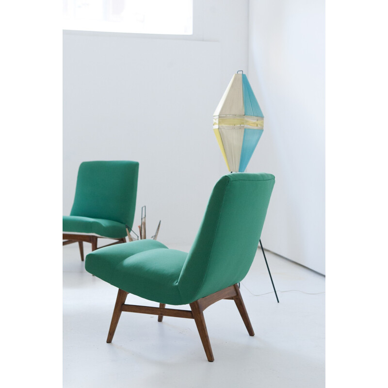 Pair of Danish Green Easy Chairs - 1950s