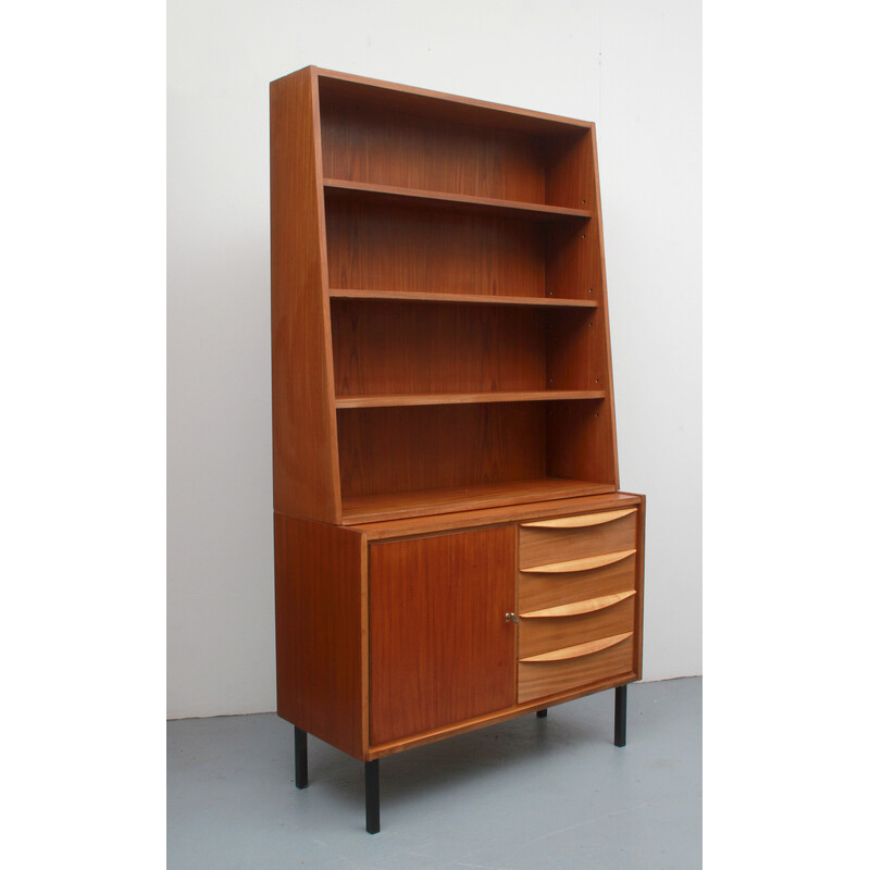 Vintage wood bookcase, 1950s