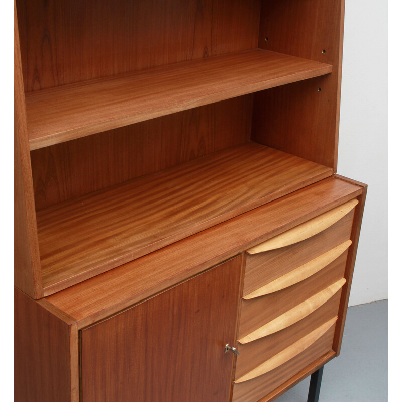 Vintage wood bookcase, 1950s