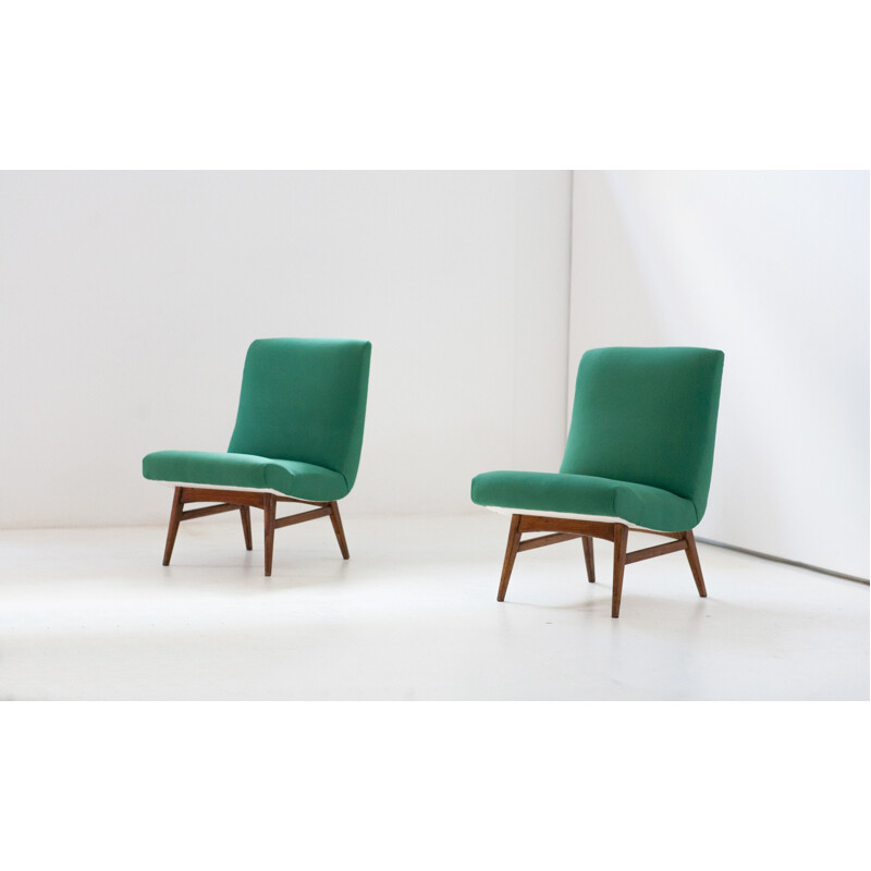 Pair of Danish Green Easy Chairs - 1950s
