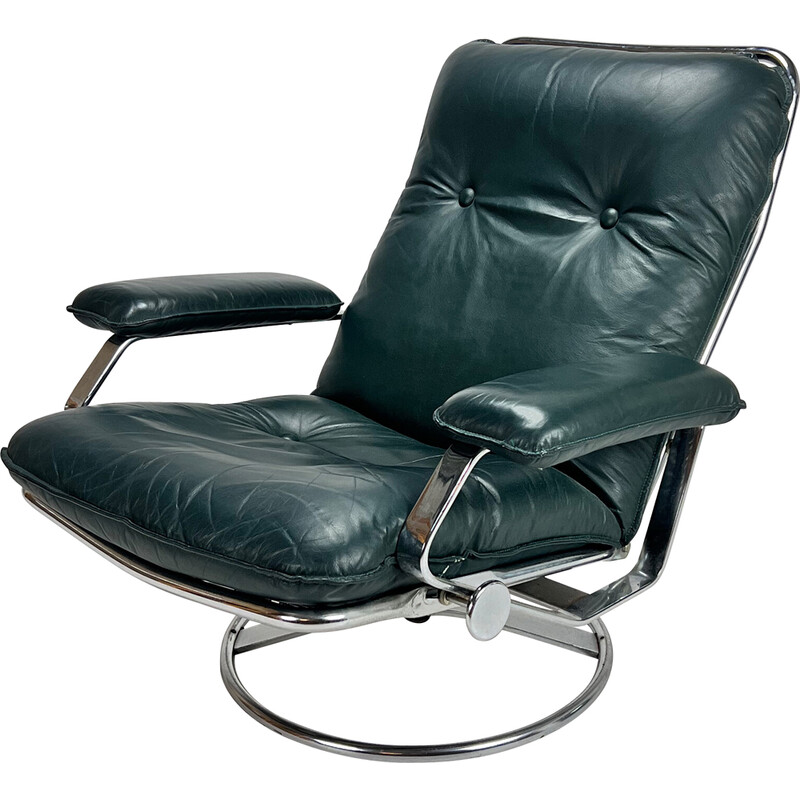 Fauteuil lounge italienne postmoderne vintage en cuir, 1980