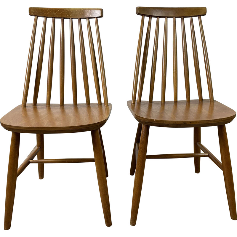 Set of 4 Scandinavian vintage oakwood chairs, 1960