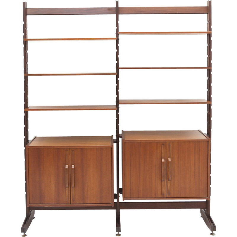 Vintage bookcase with curved plywood handles, 1960s