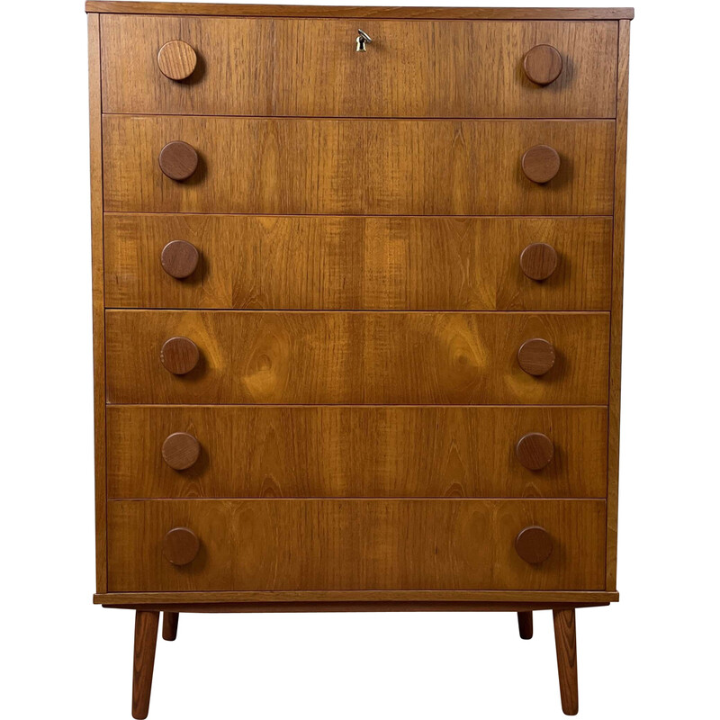 Scandinavian vintage teak chest of drawers with 6 drawers, 1960