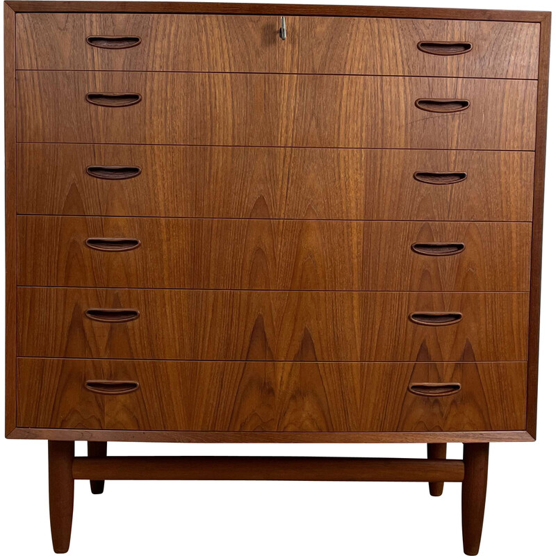 Scandinavian vintage teak chest of drawers with curved front, 1960