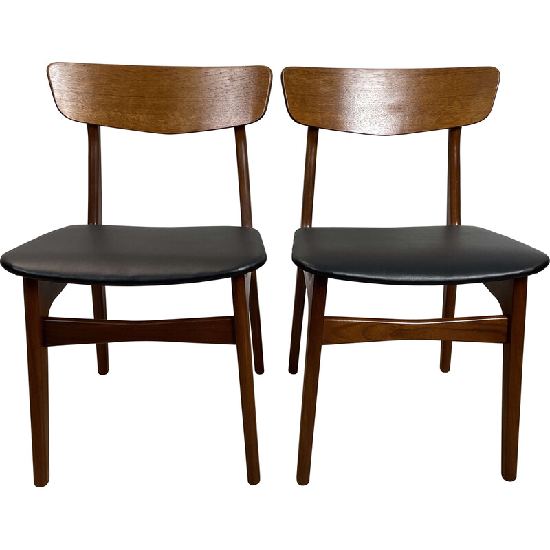 Set van 4 vintage Scandinavische stoelen in massief teakhout van Schiønning en Elgaard, 1960