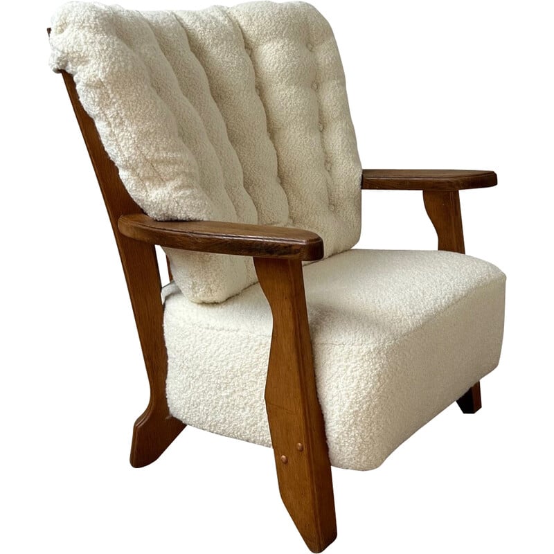 Mid-century French oakwood armchair by Guillerme et Chambron, 1960s