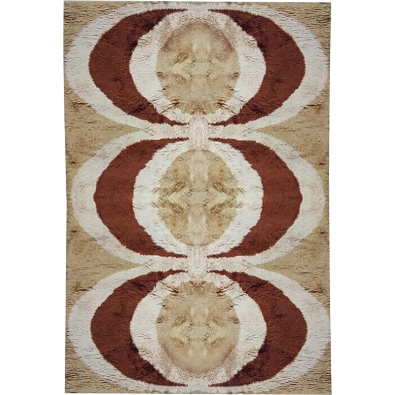 Geometrischer Space-Age-Teppich aus Wolle, Italien 1970er Jahre