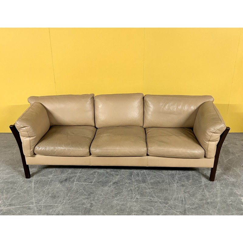 Dänisches Vintage 3-Sitzer Ledersofa, 1960er Jahre