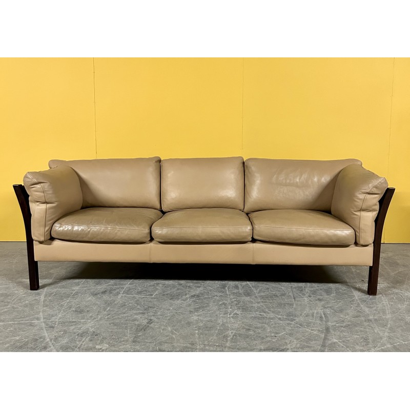 Dänisches Vintage 3-Sitzer Ledersofa, 1960er Jahre