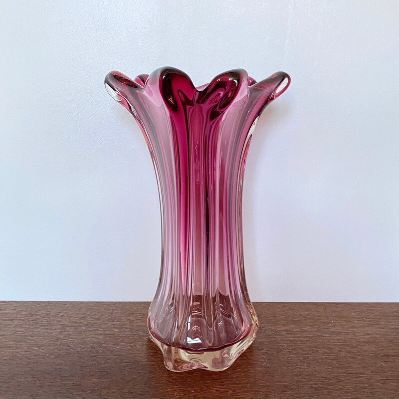 Vintage pink vase of  Fratelli Toso