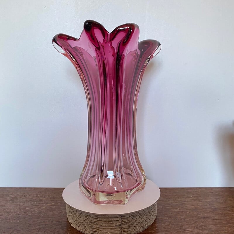 Vintage roze vaas van Fratelli Toso